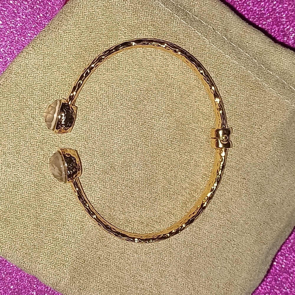 Gold Moonstone Hinge Cuff Bracelet View 3